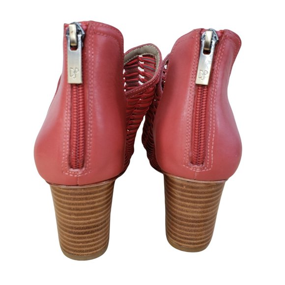 Donald J Pliner Size 9.5 Jacqi Wedge Bootie Sandal Poppy Red Back Zip Op… - Picture 6 of 8